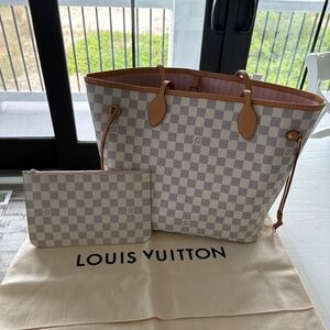 Louis Vuitton Neverfull MM Damier Azur - 100% AUTHENTIC, EXCELLENT CONDITION